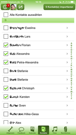 Importieren und Verwalten von Kontakten in der FAMANICE App