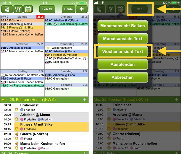 Wochenansicht in der FAMANICE App